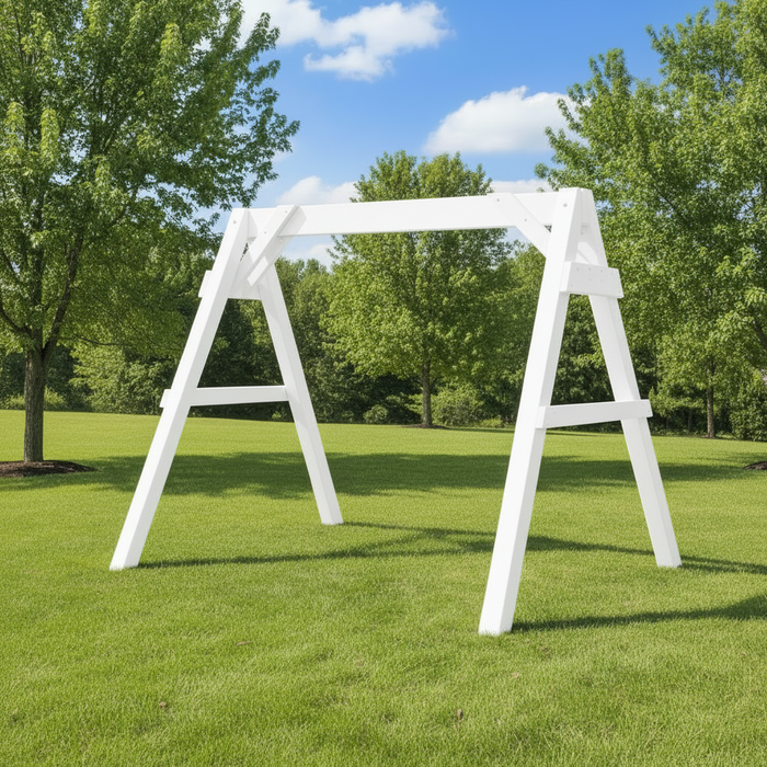 Levi Leisure Poly Swing A-Frame Amish Poly A Frame Front Facing
Amish Poly Vinyl A-Frame
White on White
