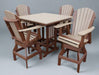 Levi Leisure 44" Square Bar Height Swivel Adirondack Bar Chair Set Amish Poly Outdoor Adirondack Bar Set Front Facing
