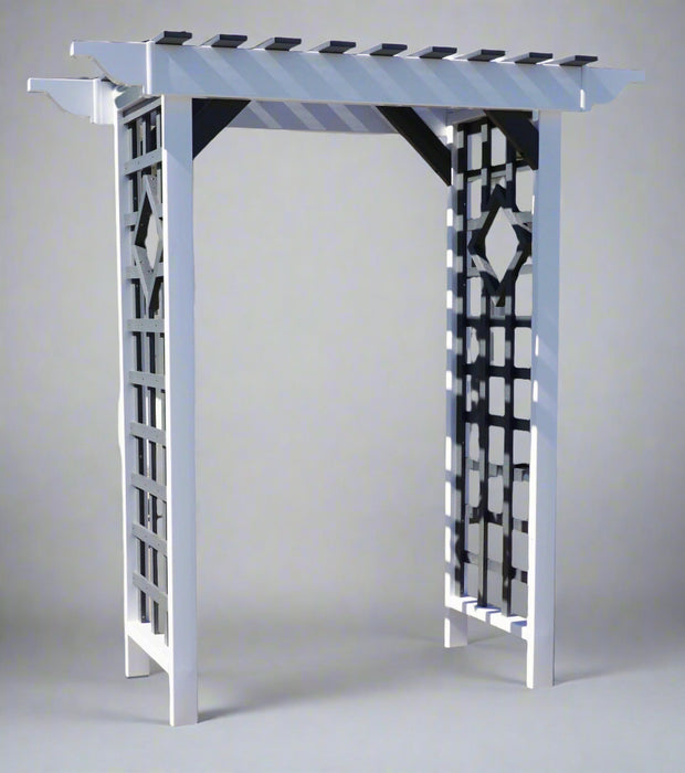 Levi Leisure Walk-Through Vinyl Arbor Amish Built Poly Arbor Front Facing