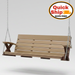 Amish Poly Galaxy X Swing Weatherwood Tan on Brown Swing Hershey Way Modern Porch Swing Polywood