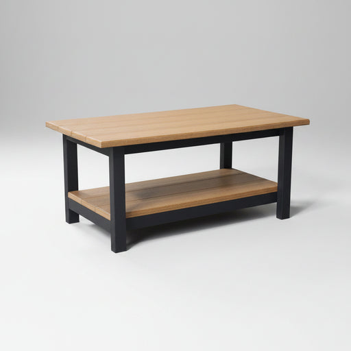 Amish Poly Mission Coffee Table with Square Leg Antique Mahogany on Black