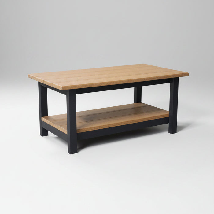 Amish Poly Mission Coffee Table with Square Leg Antique Mahogany on Black