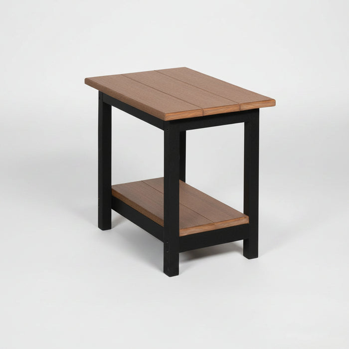Amish Poly Mission End Table with Square Leg Antique Mahogany on Black