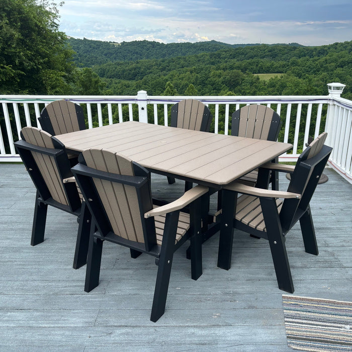 Amish Poly Outdoor Adirondack Dining Set with Seating for 6