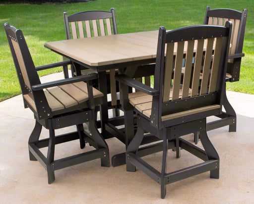 Amish Poly Outdoor Counter Dining Set with Swivel Chairs Levi Leisure Poly Outdoor Furniture