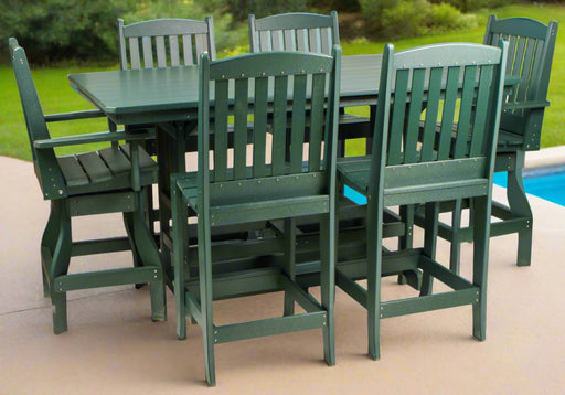 Amish Poly Outdoor Mission Counter Dining Set with Swivel Bar Chairs Levi Leisure Outdoor Furniture