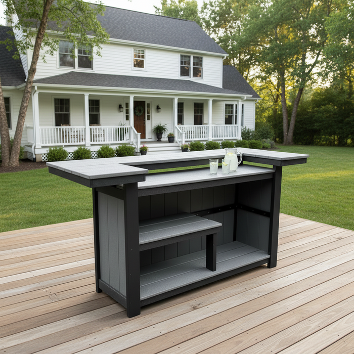 Amish poly Table Serving Bar w/ 4 stools
Dark Gray on Black