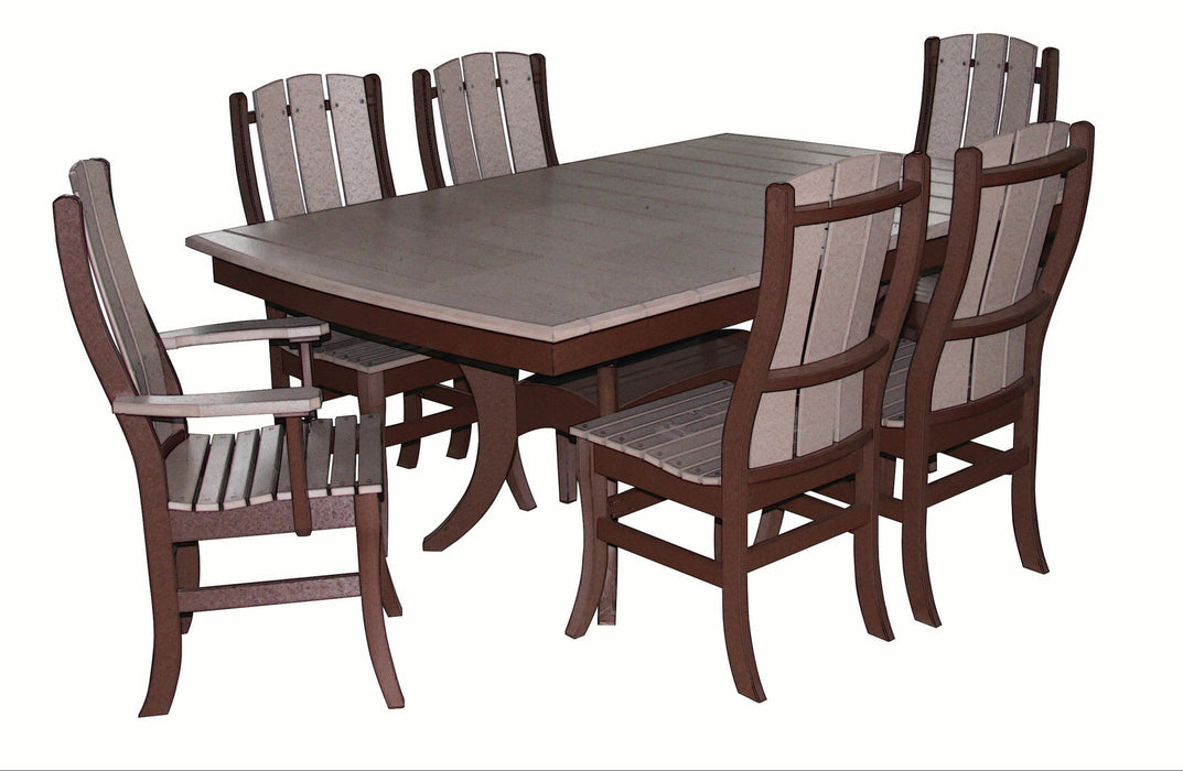 Amish Polywood Galveston Table And Chair Set - Weatherwood on Brown - 6 Chairs - 42" x 72" Table