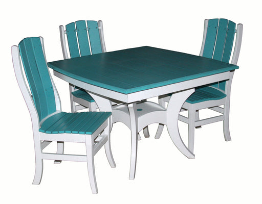 Amish Polywood Galveston Table & Chair Set - 44" Square - 4 Chairs - Aruba Blue on White