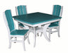 Amish Polywood Galveston Table & Chair Set - 44" Square - 4 Chairs - Aruba Blue on White