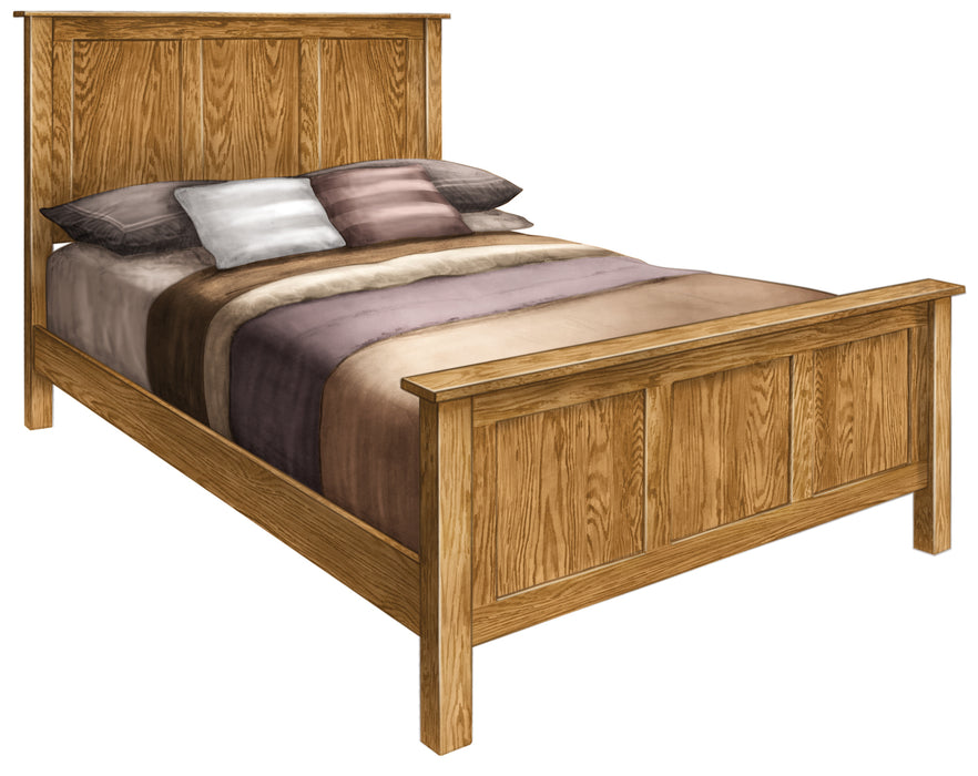 Amish Postal Bed Contemporary Style normal sized footboard in Seely Stain on Oak Wood