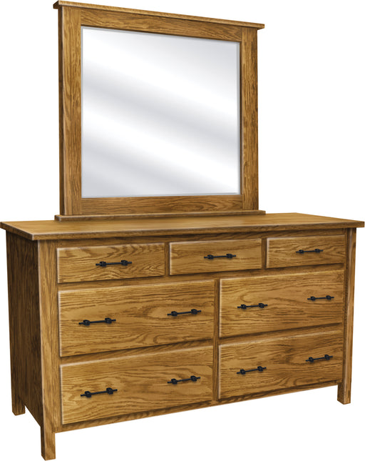 Lower 7-drawer Postal Dresser with Mirror Stained Seely on Oak wood contemporary Style