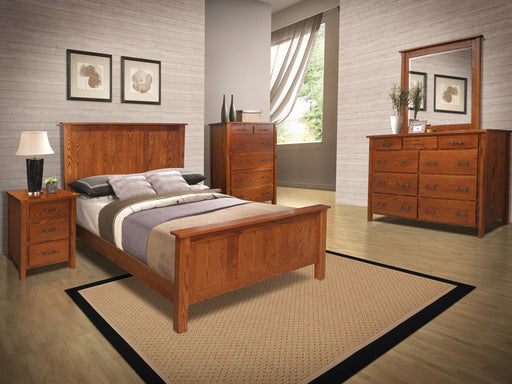 Amish Postal Bed Room Set Contemporary Style in Seely Stain on Oak wood