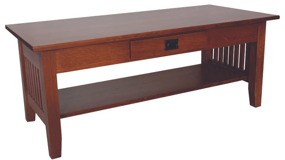 Amish Prairie Mission Coffee Table - Amish Craftsman Mission Coffee Table - Solid QSWO Coffee Table - Ashery Woodworking