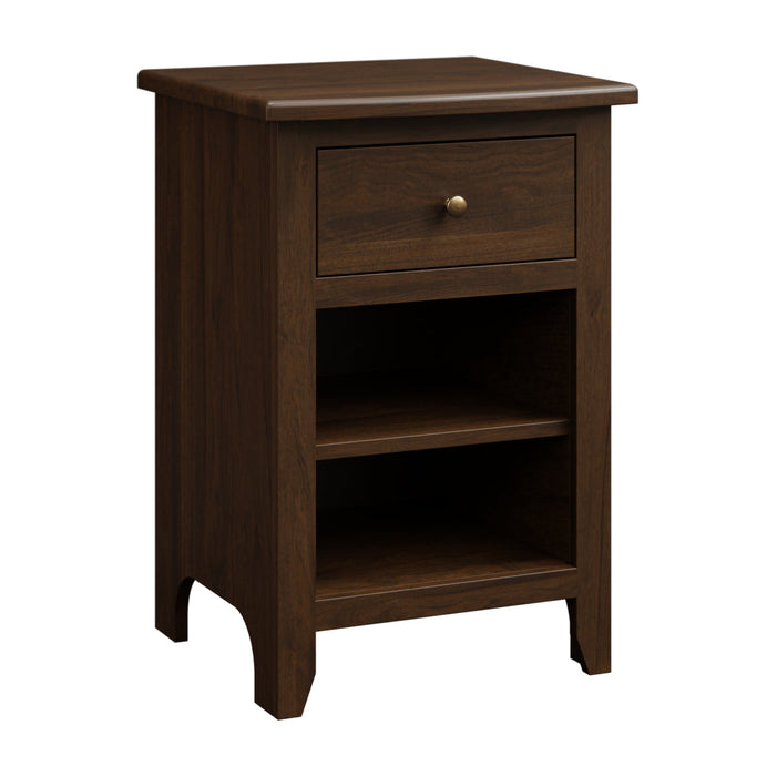 Amish Quick Ship Classic Shaker  - 1-Drawer Nightstand - Shaker Style Bedroom - Solid Oak Amish Bedroom - J&M Woodworking - Cocoa Stain