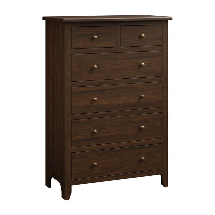 Amish Quick Ship Classic Shaker  - 6-Drawer Chest of Drawers - Shaker Style Bedroom - Solid Oak Amish Bedroom - J&M Woodworking - Cocoa Stain