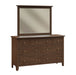 Amish Quick Ship Classic Shaker  - 7-Drawer Dresser & Mirror - Shaker Style Bedroom - Solid Oak Amish Bedroom - J&M Woodworking - Cocoa Stain