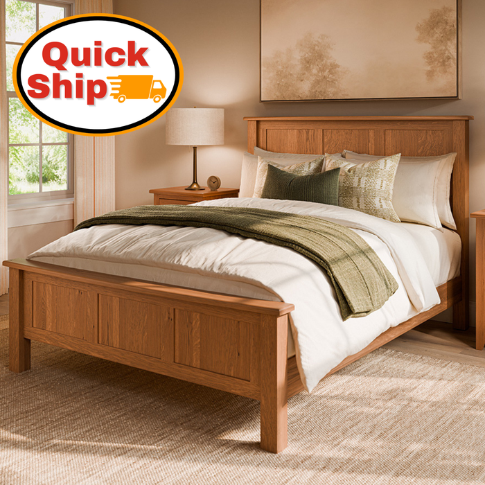 Amish Quick Ship Classic Shaker  - Shaker Style Bed - Solid Oak Amish Bedroom - J&M Woodworking - Room Photo - Quick Ship