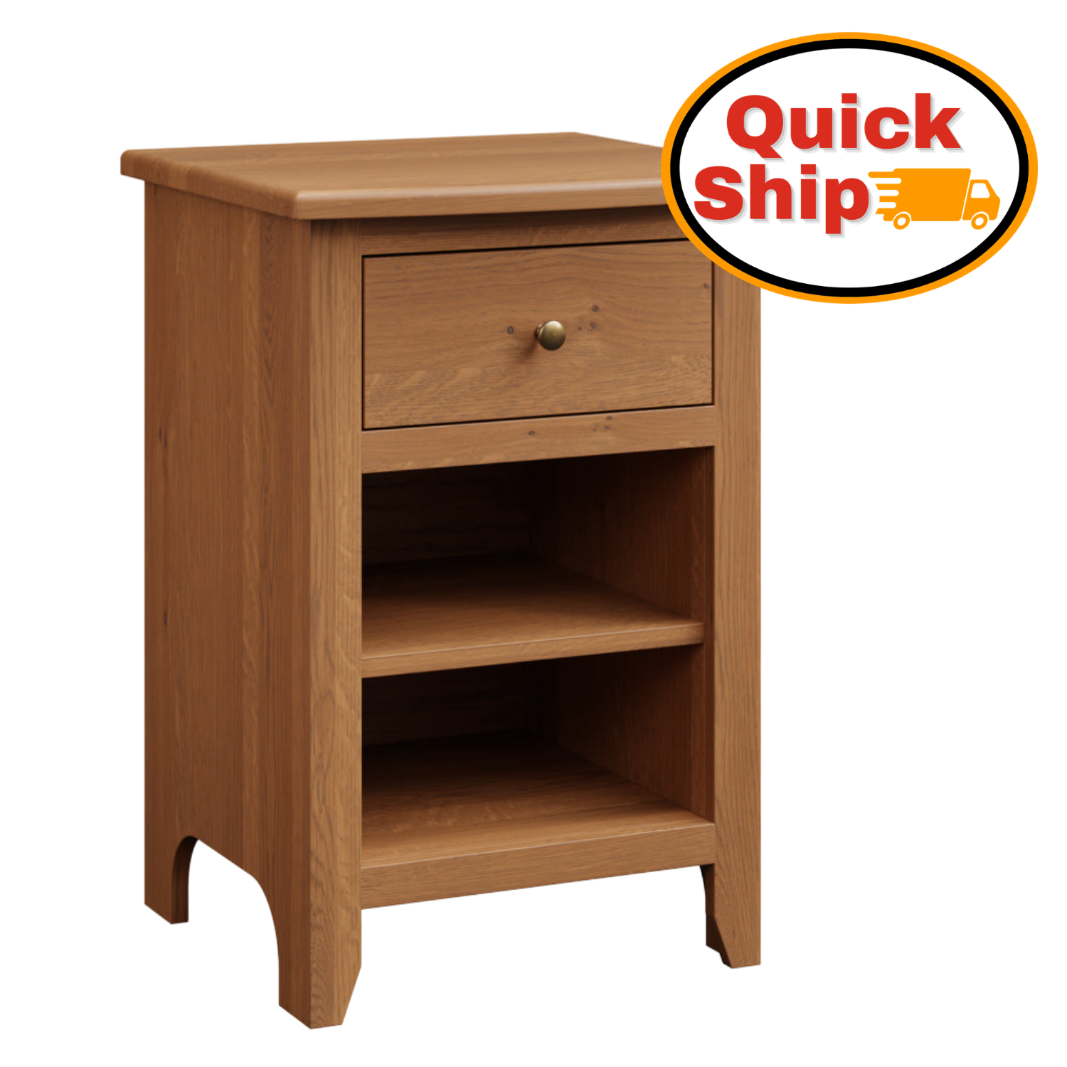Amish Quick Ship Classic Shaker 1-Drawer Open Nightstand - Shaker Style Bedroom - Solid Oak Amish Bedroom - J&M Woodworking - Blank Photo