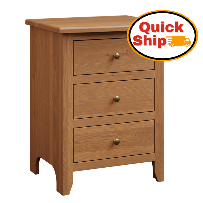 Amish Quick Ship Classic Shaker 3-Drawer Nightstand - Shaker Style Bedroom - Solid Oak Amish Bedroom - J&M Woodworking 1