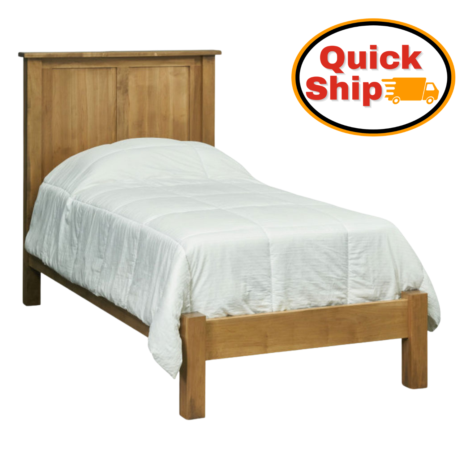 Amish Quick Ship Classic Shaker Twin Panel Bed - Solid Brown Maple OCS-133 tundra Stain