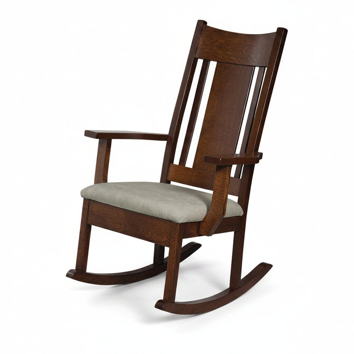 Amish Quick Ship Crescent Rocking Chair - Amish QSWO Mission Rocking Chair - Stickley Mission Rocking Chair