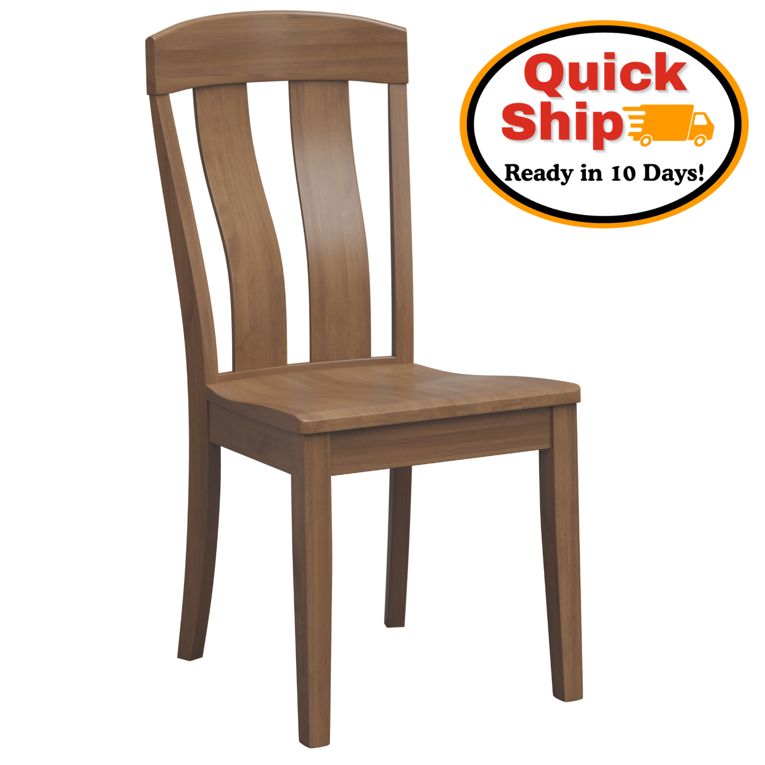 Amish Quick Ship Dallas Side Dining Chair - Ready in 10 Days! Quick Ship Amish Dining Chair - Oak, Brown Maple, Rustic Hickory