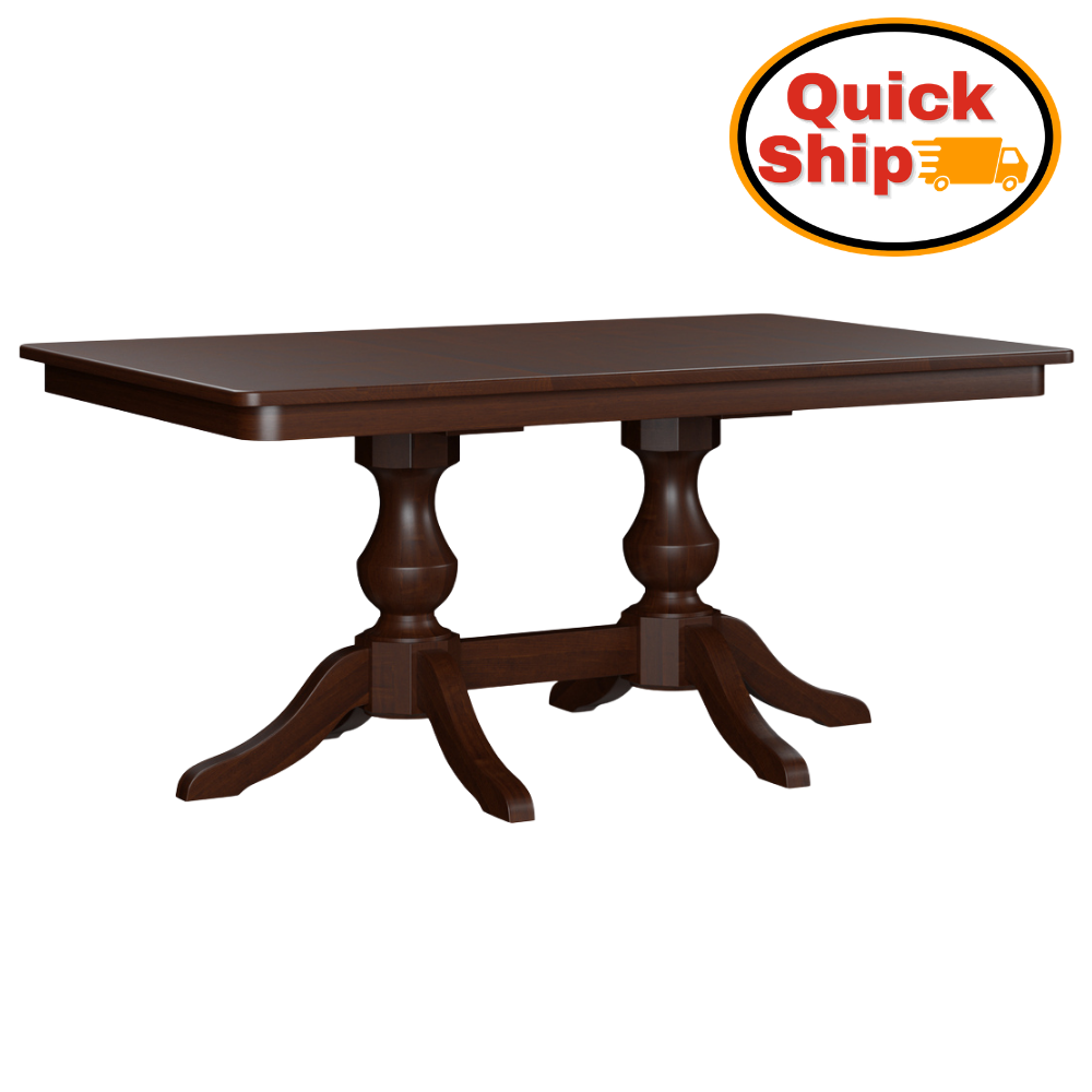 Amish Quick Ship Denver Double Pedestal Dining Table - 42" x 66" w/ 2-12" Leaves - Amish Quick Ship Dining Table - Wengerd Wood Products