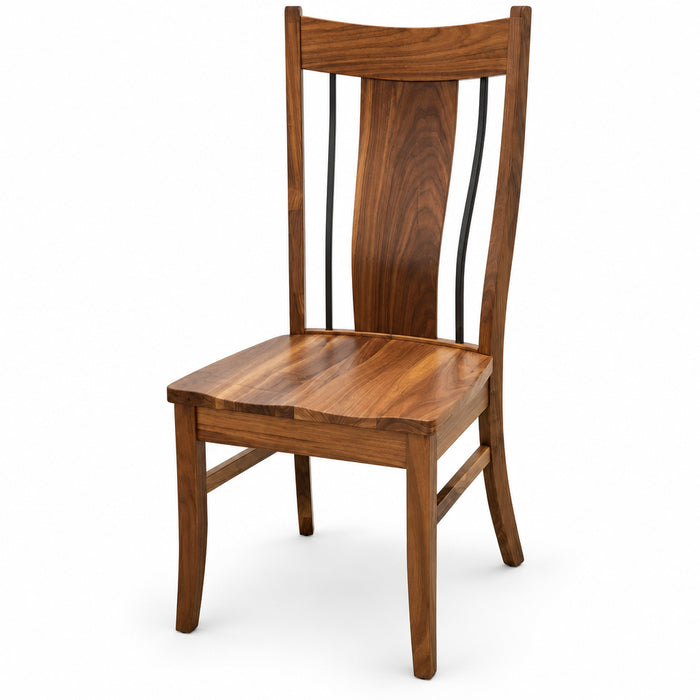 Amish Quick Ship Eagle Side Chair - Rustic Walnut - Wrought Iron Amish Chair