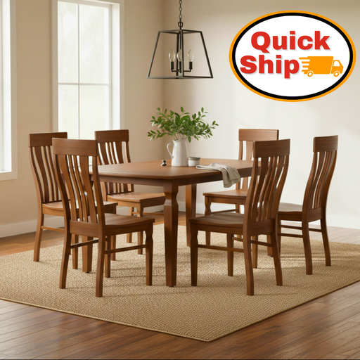 Amish Quick Ship Fiona Leg Dining Set Fiona Dining Chairs Solid Maple OCS-110 Medium Stain