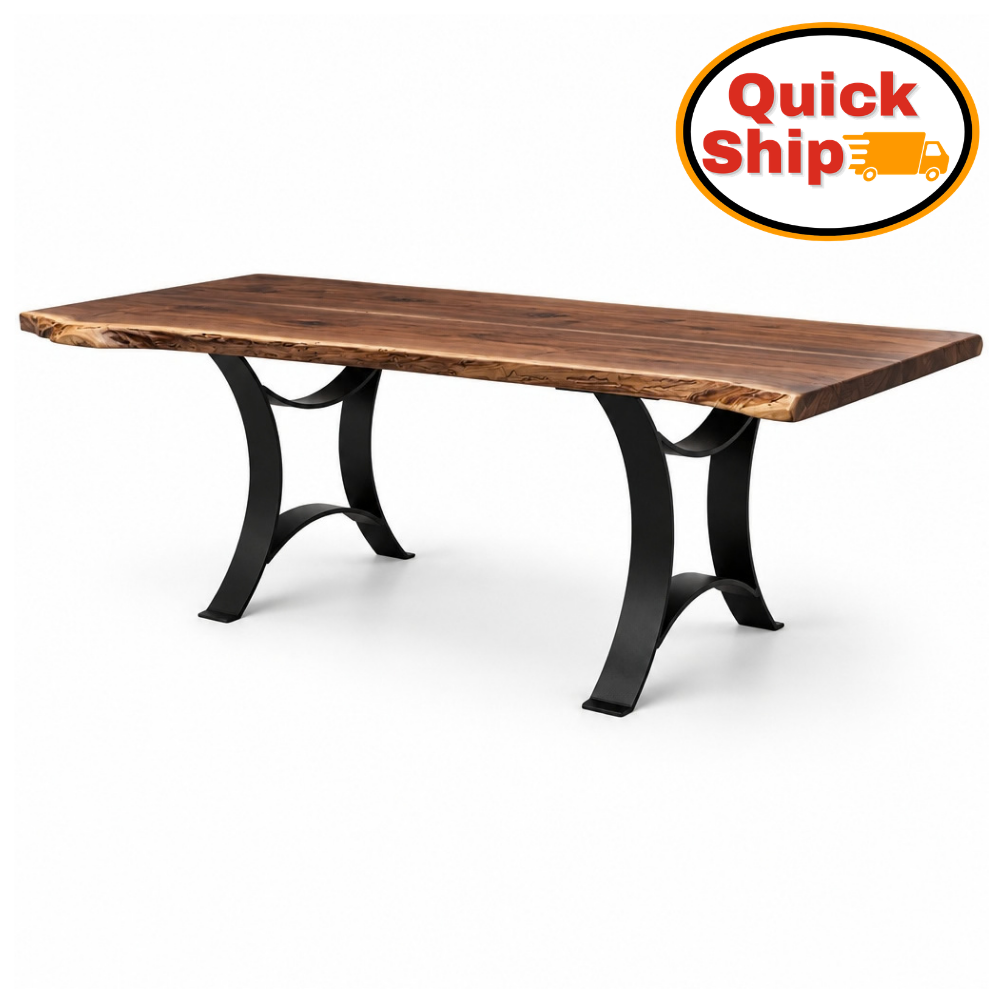 Amish Quick Ship Golden Gate Live Edge Walnut Dining Table