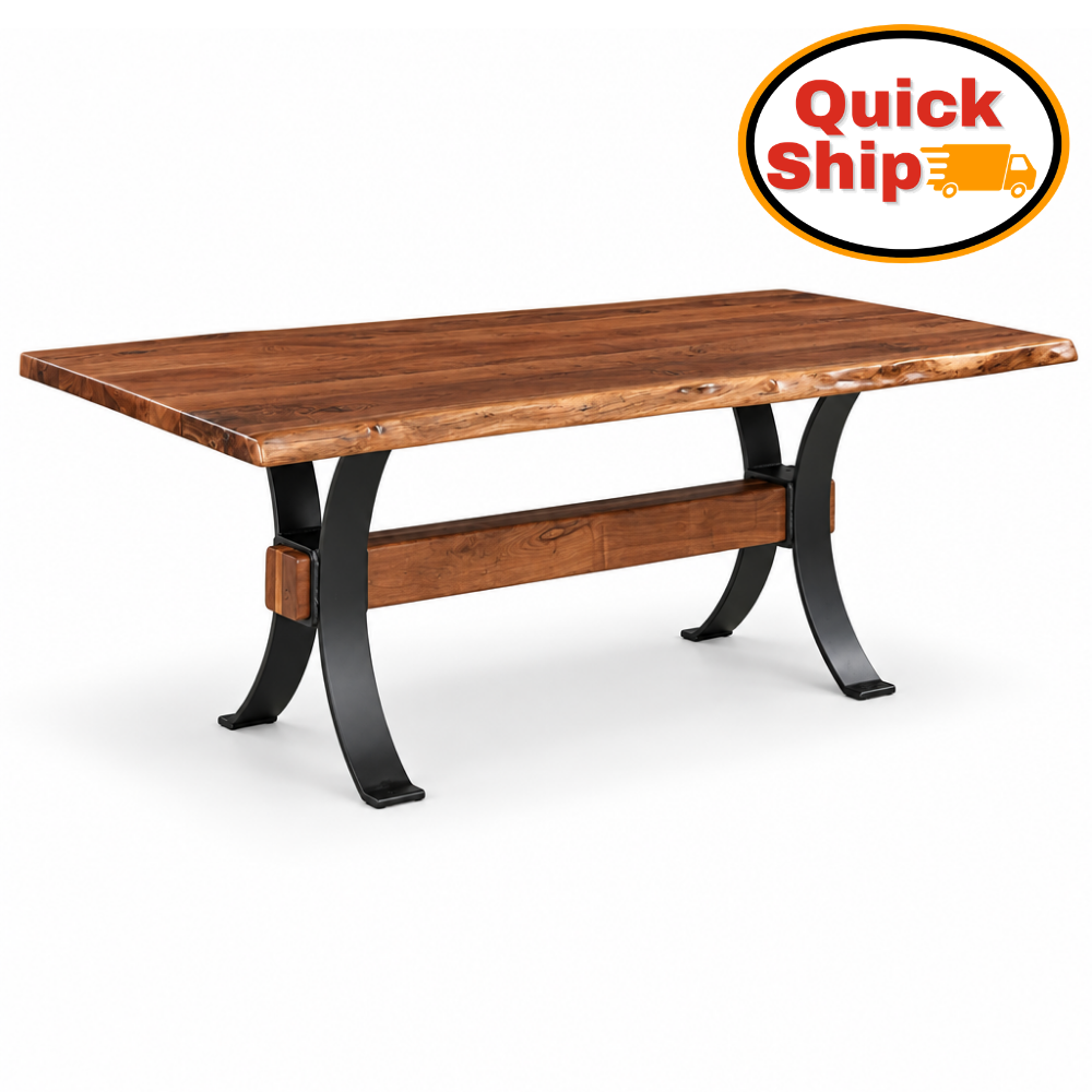 Amish Quick Ship Langston Live Edge Walnut Dining Table