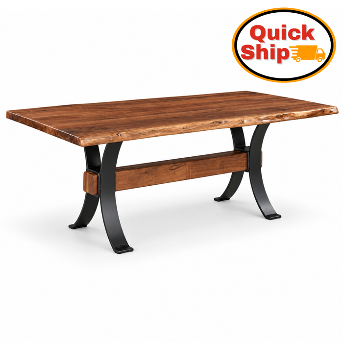 Amish Quick Ship Langston Live Edge Walnut Dining Table