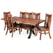Amish Quick Ship Live Edge Langston Dining Set - Powder Coated Metal Base - Live Edge Rustic Walnut Table - Walnut Chairs With Wrought Iron- Amish Eagle Chairs - Blank Background Photo