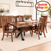 Amish Quick Ship Live Edge Langston Dining Set - Powder Coated Metal Base - Live Edge Rustic Walnut Table - Walnut Chairs With Wrought Iron- Amish Eagle Chairs - In Room Photo