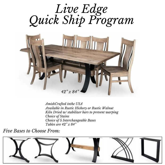Amish Quick Ship Silverton Live Edge Walnut Dining Set