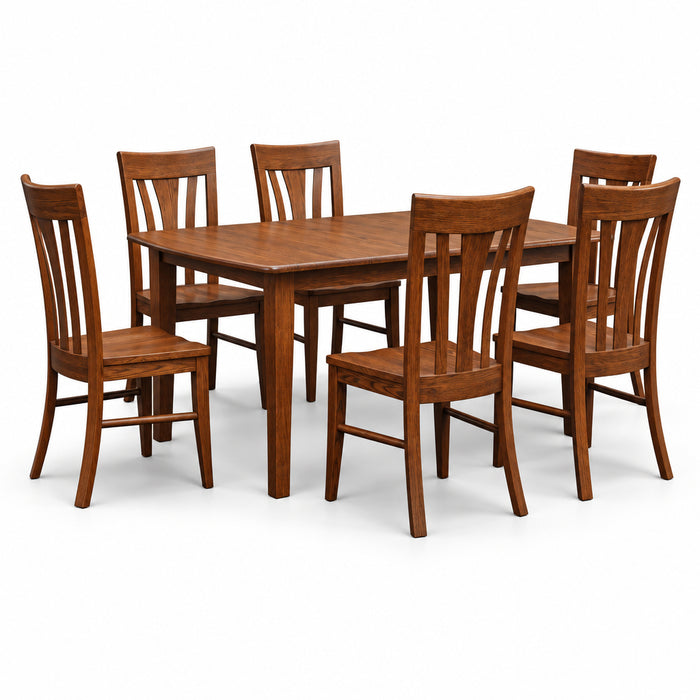 Amish Quick Ship Metro Leg Dining Set - Quick Ship Dining Set - Oak - OCS-113 Michaels - Blank Background - 42" x 60" w/ 2-12" Leaves - 6 Side Metro Dining Chairs
