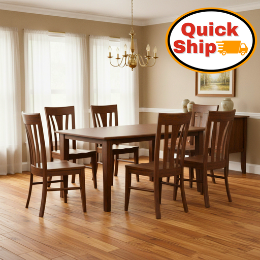 Amish Quick Ship Metro Shaker Leg Dining Set with Metro Dining Chairs Solid Maple Wood