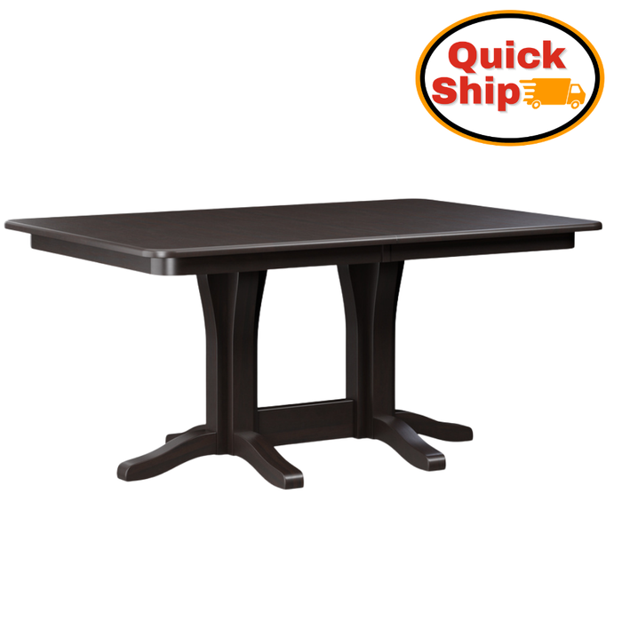 Amish Quick Ship Millsdale Double Pedestal Table - Quick Ship Amish Double Pedestal Dining Table - Rustic Hickory OCS-119 Cappuccino - Blank Background Photo