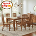 Amish Quick Ship Raleigh Dining Set - Quick Ship Amish Dining Set - Amish Shaker Leg Table - Brown Maple - OCs-133 Tundra - 42" x 60" w/ 2-12" Leaves - 6 Side Raleigh Dining Chairs -In-Room Scene