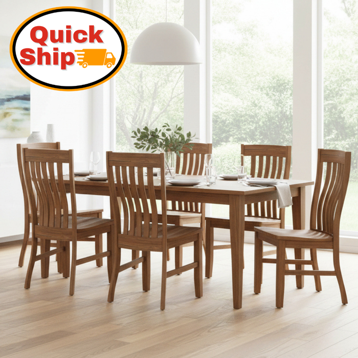 Amish Quick Ship Rockfort Dining Set - Quick Ship Amish Dining Set - Amish Shaker Leg Table - Rustic Hickory - OCS-119 Cappuccino- 42" x 60" w/ 2-12" Leaves - Wengerd Wood Products - In-Room Scene