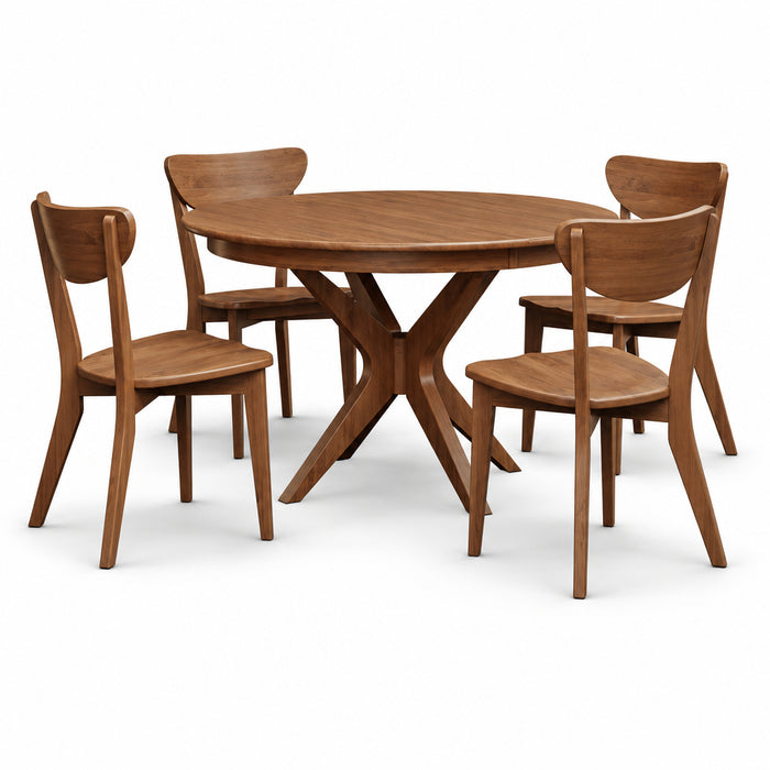 Amish Quick Ship Seymour Dining Set - Mid-Century Modern Amish Dining Set - Wengerd Wood Products - 42" Round Amish Dining Table - Blank Background