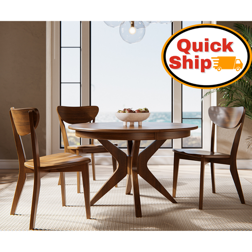 Amish Quick Ship Seymour Dining Set - Mid-Century Modern Amish Dining Set - Wengerd Wood Products - 42" Round Amish Dining Table - In-Room Photo