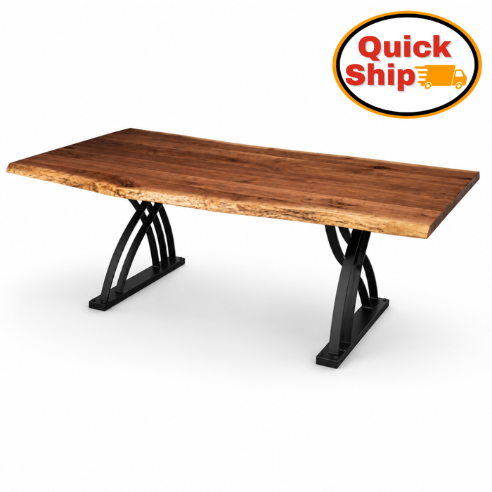 Amish Quick Ship Silverton Live Edge Walnut Dining Table