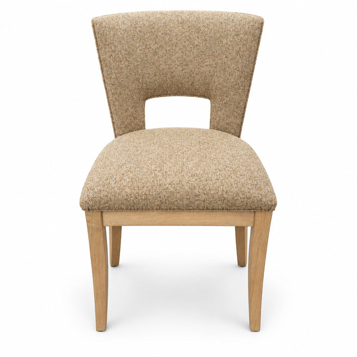 Amish Quick Ship Sunberry Round Fabric Dining Set - 54" Round Modern Dining Table With Fabric Chairs - Solid Brown Maple - Y&M Chair - Quail Fabric Dining Chair