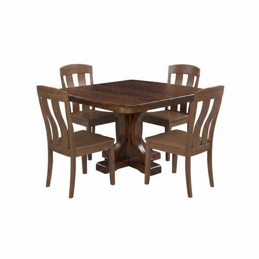 Amish Quick Ship Venus Single Pedestal Dining Set - Ready in 10 Days! - Quick Ship Amish Dining Set - Oak, Brown Maple, Rustic Hickory 
