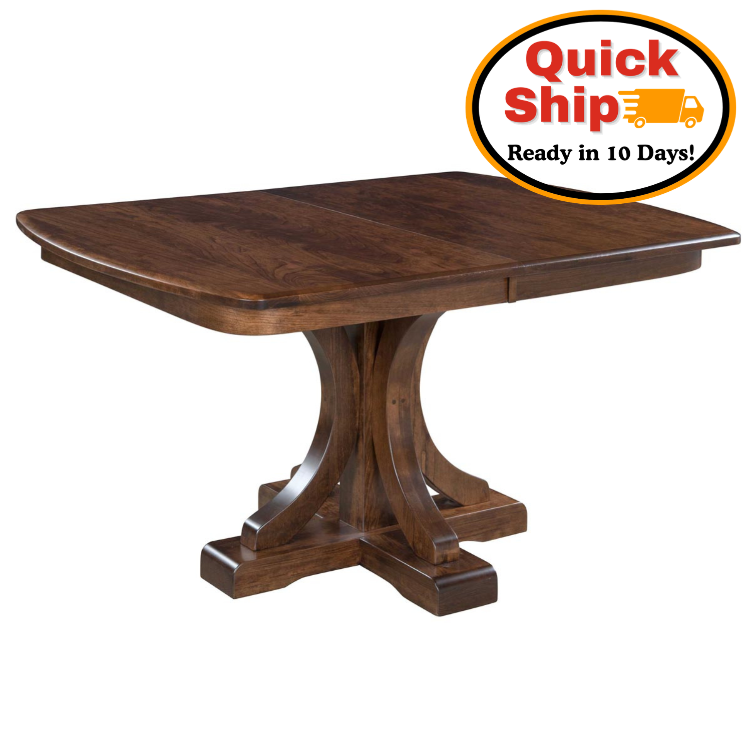 Amish Quick Ship Venus Single Pedestal Dining Set - Ready in 10 Days! Amish 42" x 54" Dining Table - Amish Oak, Brown Maple, Rustic Hickory Dining Table