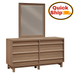Amish Quick Ship Wyndham Hills6-Drawer Dresser & Mirror - Brown Maple Driftwood Stain - J&M Woodworking - Mid-Century Amish Bedroom 