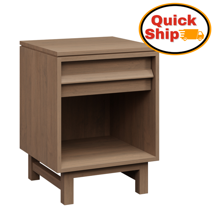 Amish Quick Ship Wyndham Hills 1-Drawer Night Stand - Brown Maple Driftwood Stain - J&M Woodworking - Mid-Century Amish Bedroom 