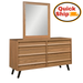Amish Quick Ship Wyndham Hills Mid-Century Modern 6-Drawer Dresser & Mirror - J&M Woodworking - Amish Quick Ship Bedroom - Amish Mid-Century Bedroom - Solid Oak Bedroom - Oak OCS-133 Tundra